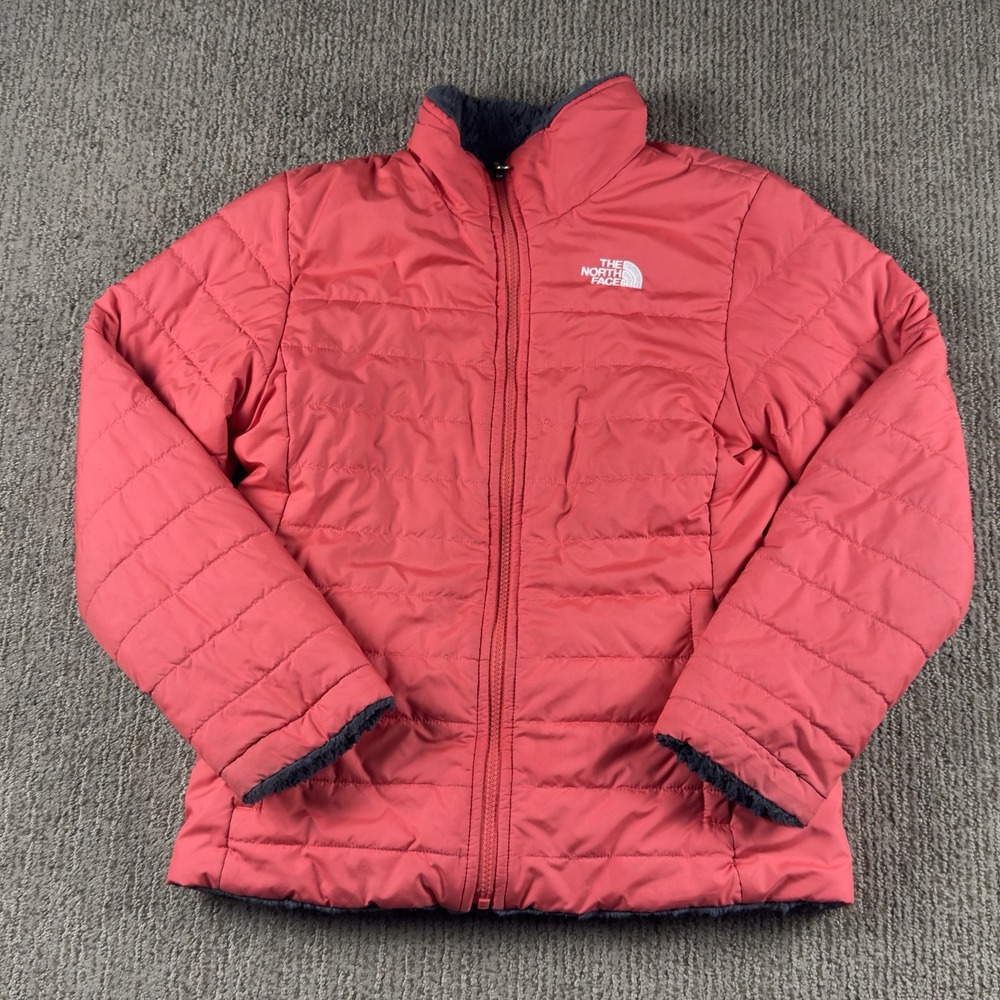 The North Face Youth Girls L 14/16 Mossbud Swirl Reversible Jacket Fleece Coral
